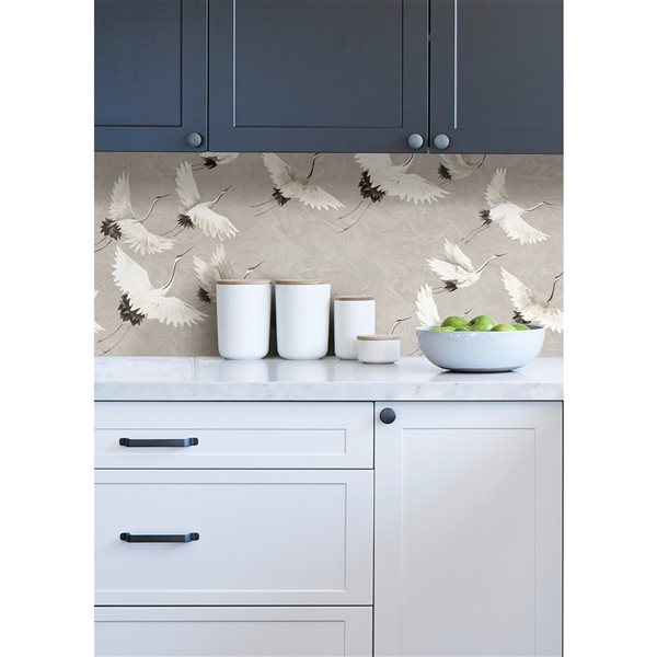 NuWallpaper 30.75-sq. Ft. Grey Vinyl Birds Self-adhesive Peel and Stick Wallpaper