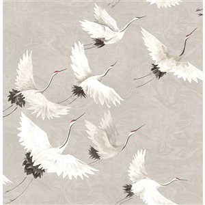 NuWallpaper 30.75-sq. Ft. Grey Vinyl Birds Self-adhesive Peel and Stick Wallpaper