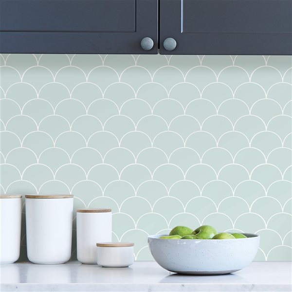 InHome 13.5-sq. Ft. Green Vinyl Tile Self-adhesive Peel and Stick Wallpaper