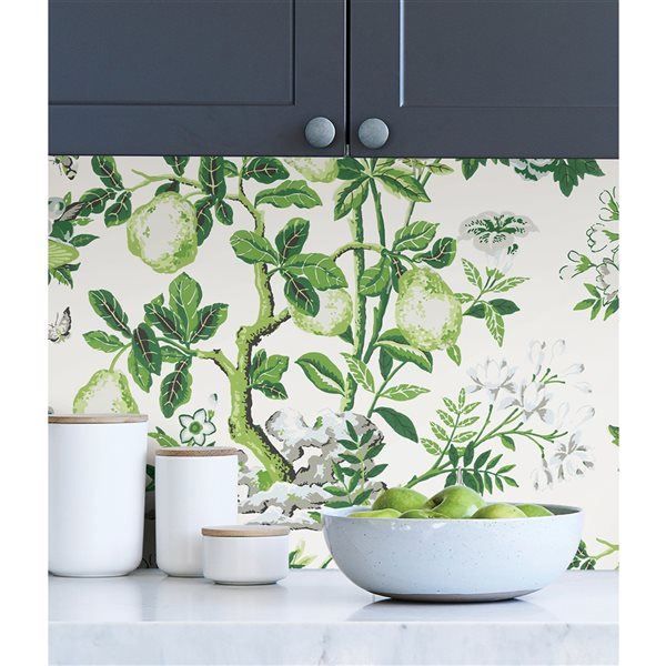 NuWallpaper Chinoiserie Signature Scalamandre 31.3-sq. Ft.Green Vinyl Floral Self-adhesive Peel and Stick Wallpaper