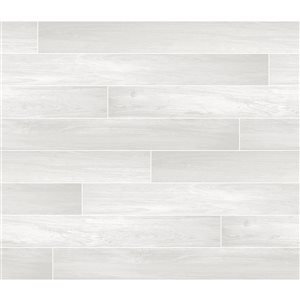 InHome 13.5-sq. Ft. White Timber Vinyl Tile Self-adhesive Peel and Stick Wallpaper