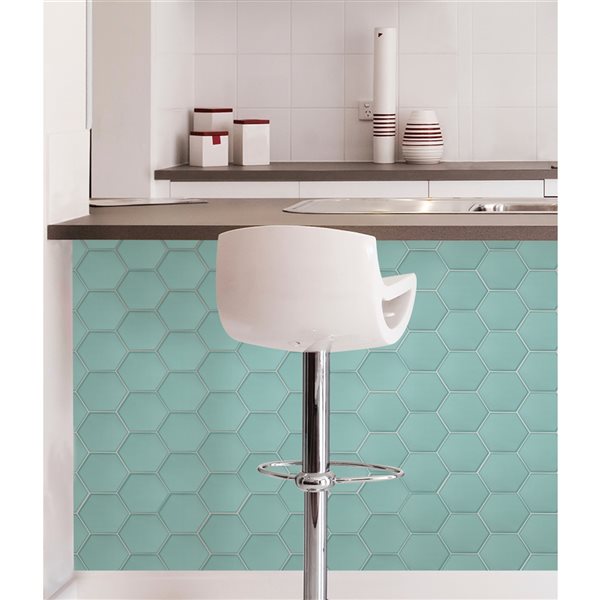 Dosseret hexagonales verts autocollant 10 po x 10 po de WallPops, paquet de 4