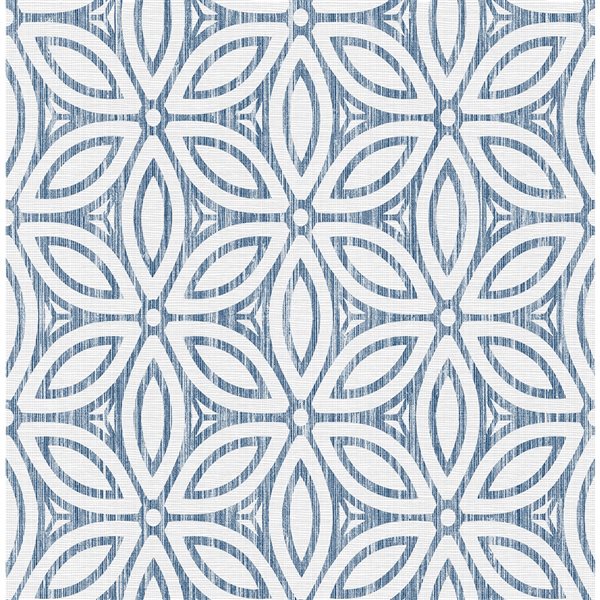 NuWallpaper 30.75-sq. Ft. Blue Vinyl Textured Floral 3D Self-adhesive Peel and Stick Wallpaper