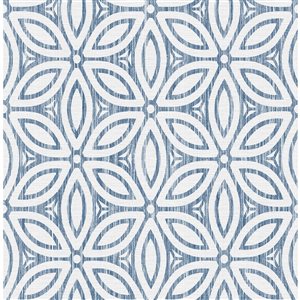 NuWallpaper 30.75-sq. Ft. Blue Vinyl Textured Floral 3D Self-adhesive Peel and Stick Wallpaper