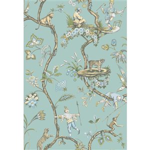 NuWallpaper Chinoiserie Signature Scalamandre 31.3-sq. Ft. Blue Self-adhesive Peel and Stick Wallpaper