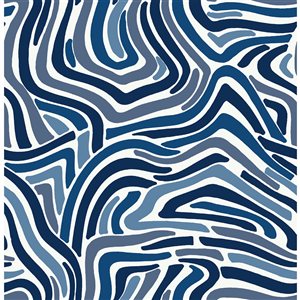 Papier peint autocollant avec formes géométriques abstraites bleu par NuWallpaper de 30,75 pi179