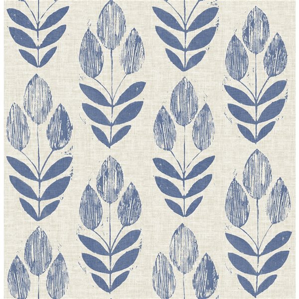 NuWallpaper 30.75-sq. Ft. Blue Vinyl Tulip Self-adhesive Peel and Stick Wallpaper