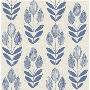 NuWallpaper 30.75-sq. Ft. Blue Vinyl Tulip Self-adhesive Peel and Stick Wallpaper