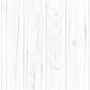 InHome 28.2-sq. Ft. White Vinyl Textured Wood 3D Self-adhesive Peel and Stick Wallpaper