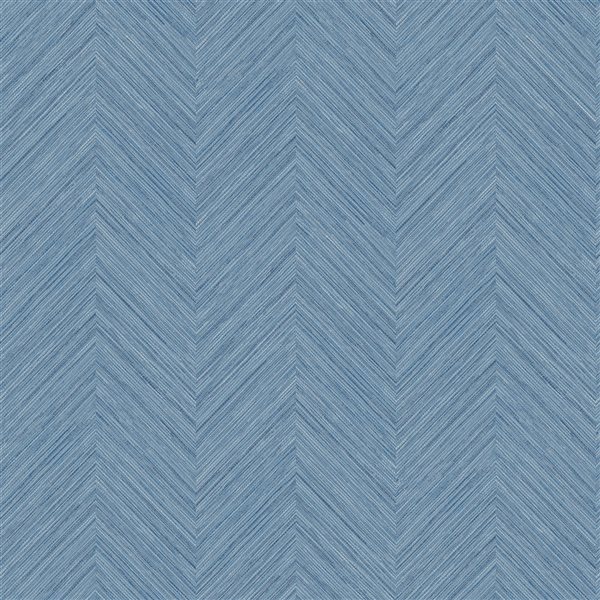 Papier peint autocollant 3D bleu inspiré du lin bleu dans un motif à chevrons par NuWallpaper de 30,75 pi²