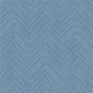 Papier peint autocollant 3D bleu inspiré du lin bleu dans un motif à chevrons par NuWallpaper de 30,75 pi²