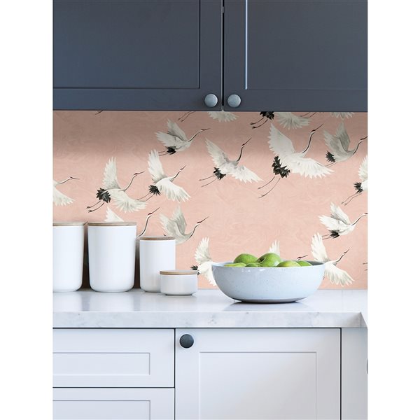 NuWallpaper 30.75-sq. Ft. Pink Vinyl Birds Self-adhesive Peel and Stick Wallpaper