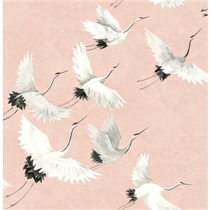 NuWallpaper 30.75-sq. Ft. Pink Vinyl Birds Self-adhesive Peel and Stick Wallpaper