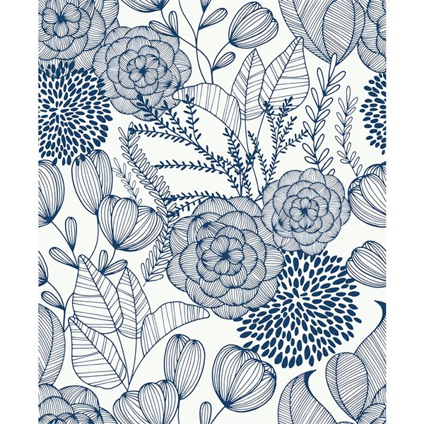 Blue Watercolor Blooms Peel  Stick Temporary Removable Wallpaper