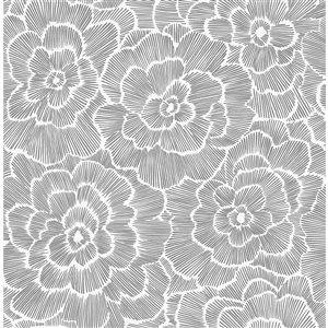 NuWallpaper 30.75-sq. Ft. Grey Vinyl Floral Self-adhesive Peel and Stick Wallpaper