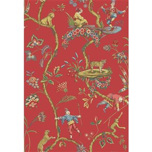 NuWallpaper Chinoiserie Signature Scalamandre 31.3-sq. Ft. Red Self-adhesive Peel and Stick Wallpaper