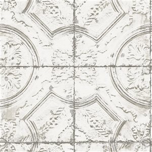 InHome 28.2-sq. Ft. White Vinyl Tile Self-adhesive Peel and Stick Wallpaper