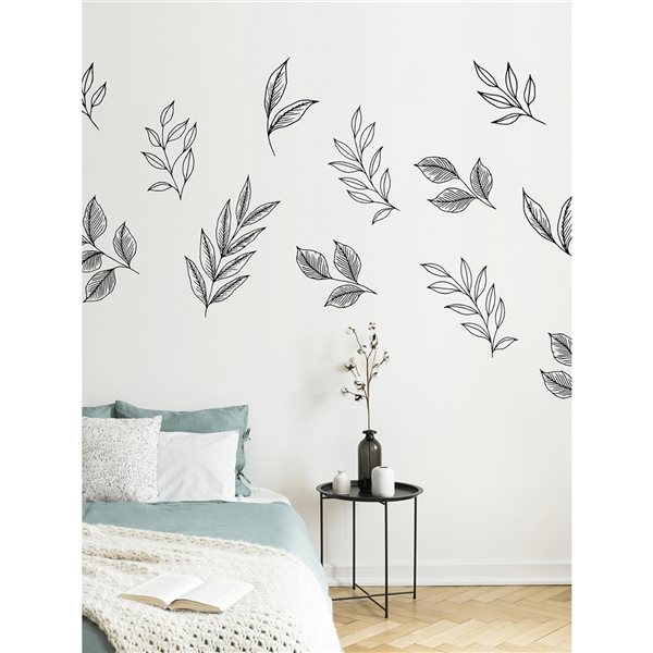 Décalcomanie murale  «Feuilles de broussailles» 34,5 po x 39 po par Love Karla