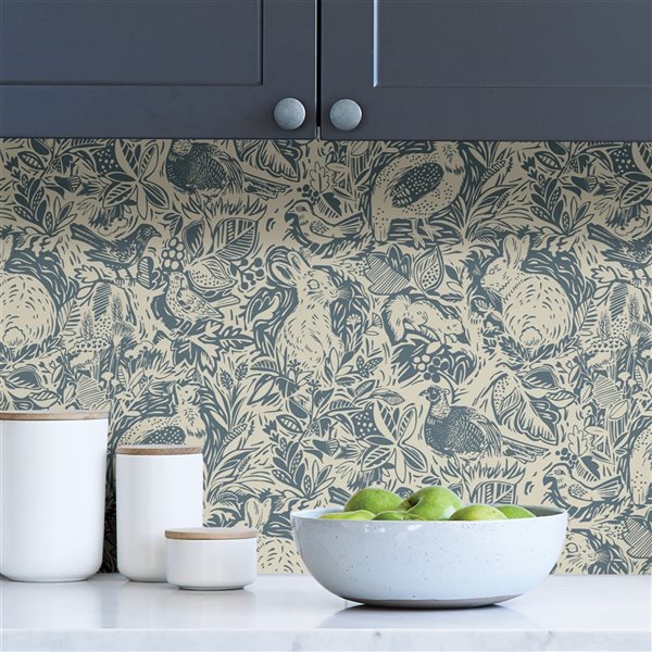 NuWallpaper 30.75-sq. Ft. Blue Vinyl Animals Self-adhesive Peel and Stick Wallpaper