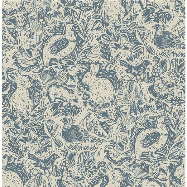 NuWallpaper 30.75-sq. Ft. Blue Vinyl Animals Self-adhesive Peel and Stick Wallpaper