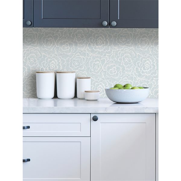 NuWallpaper 30.75-sq. Ft. Blue Vinyl Floral Self-adhesive Peel and Stick Wallpaper