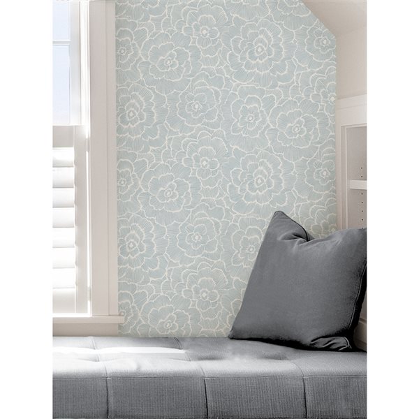 NuWallpaper 30.75-sq. Ft. Blue Vinyl Floral Self-adhesive Peel and Stick Wallpaper