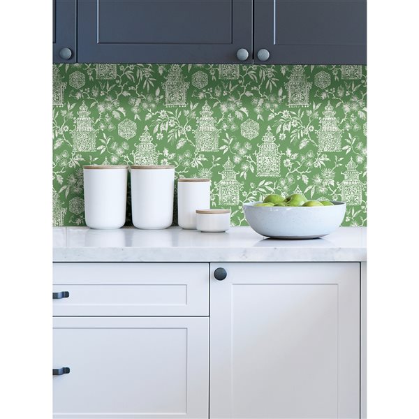 NuWallpaper 30.75-sq. Ft. Green Vinyl Boho Self-adhesive Peel and Stick Wallpaper