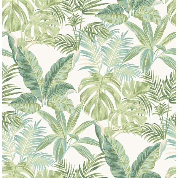 Papier peint autocollant botanique vibrante avec un style tropical par NuWallpaper de 30,75 pi²