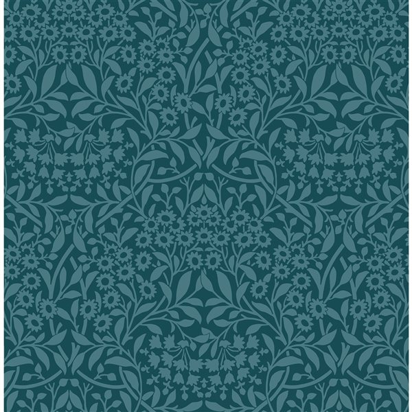 NuWallpaper 30.75-sq. Ft. Blue Vinyl Damask Self-adhesive Peel and Stick Wallpaper