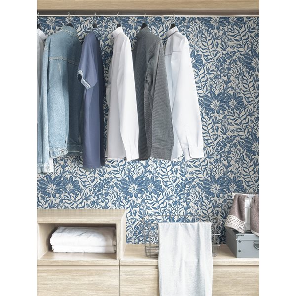 NuWallpaper 30.75-sq. Ft. Blue and White Vinyl boho Self-adhesive Peel and Stick Wallpaper