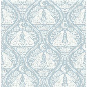 Papier peint autocollant damassé bleu scandinave par NuWallpaper de 30,75 pi187