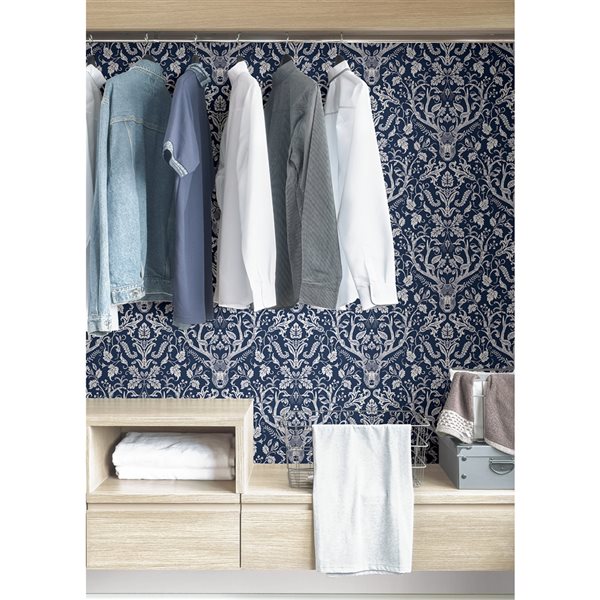 NuWallpaper 30.75-sq. Ft. White and Blue Vinyl Self-adhesive Peel and Stick Wallpaper