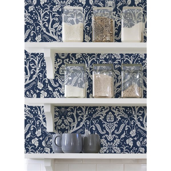 NuWallpaper 30.75-sq. Ft. White and Blue Vinyl Self-adhesive Peel and Stick Wallpaper