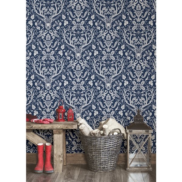 NuWallpaper 30.75-sq. Ft. White and Blue Vinyl Self-adhesive Peel and Stick Wallpaper