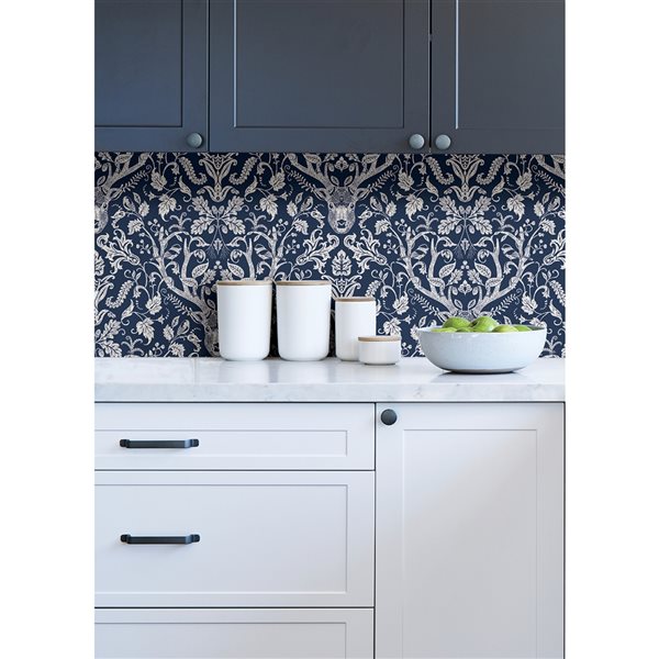 NuWallpaper 30.75-sq. Ft. White and Blue Vinyl Self-adhesive Peel and Stick Wallpaper