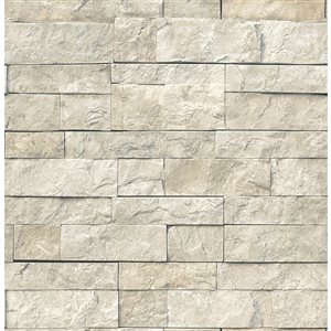 NuWallpaper 30.75-sq. Ft. Beige Vinyl Stone Self-adhesive Peel and Stick Wallpaper