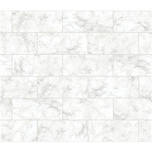 InHome 13.5-sq. Ft. White Faux Marbre Vinyl Tile Self-adhesive Peel and Stick Wallpaper