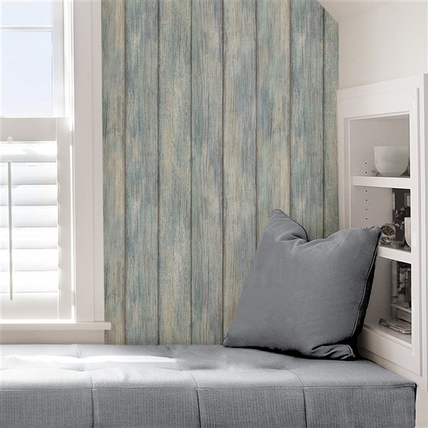 InHome . Ft. Blue Vinyl Textured Wood 3D Self-adhesive Peel and Stick  Wallpaper NHS3710 | RONA