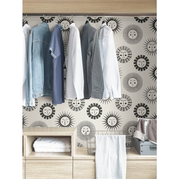 NuWallpaper 30.75sq. Ft. Black Vinyl Abstract Selfadhesive Peel and