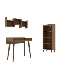 Manhattan Comfort Hampton 3-Piece Maple Cream Composite Contemporary/Modern Home Office Furniture Set