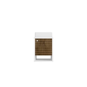 Meuble-lavabo simple blanc et brun rustique de 17,71 po Liberty par Manhattan Comfort avec comptoir blanc en bois