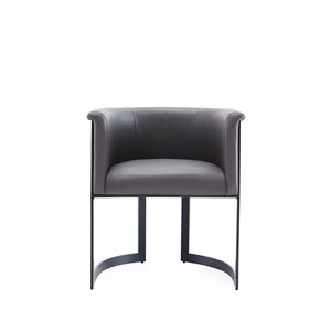 Chaise d'appoint contemporaine en similicuir gris Corso par Manhattan Comfort avec cadre en métal