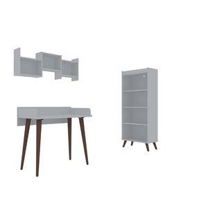 Manhattan Comfort Hampton 3-Piece White Composite Contemporary/Modern Home Office Furniture Set
