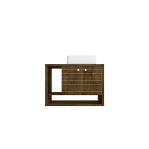 Meuble-lavabo simple brun rustique de 31,49 po Liberty par Manhattan Comfort avec comptoir brun rustique en bois