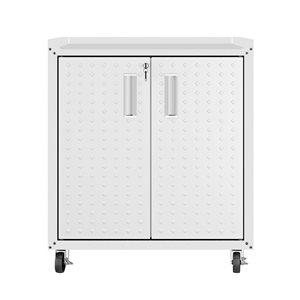 Manhattan Comfort Fortress White 30.3-in W x 31.5-in H x 18.2-in D Steel Freestanding Garage Cabinet