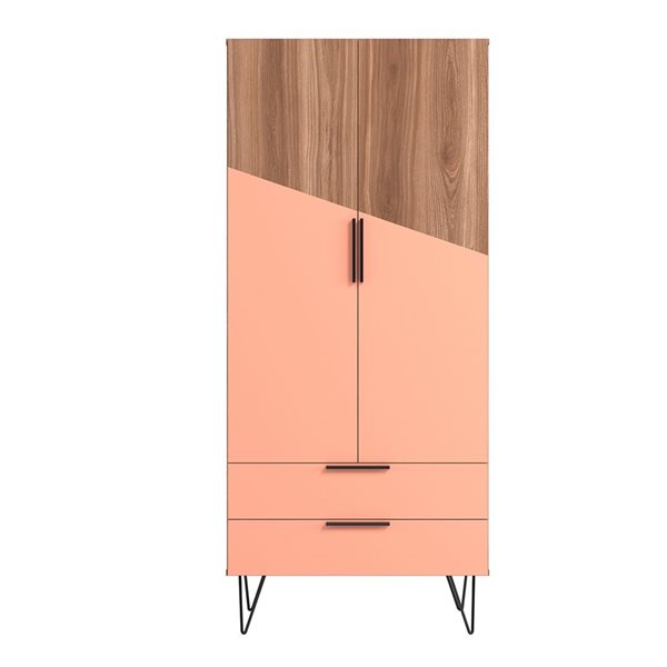 Manhattan Comfort Beekman Brown/Pink Composite 6-Shelf Office Cabinet