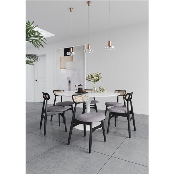 Manhattan Comfort Colbert Contemporary Black/Grey Polyester Blend Upholstered Dining Chair with Wood Frame - Set of 2