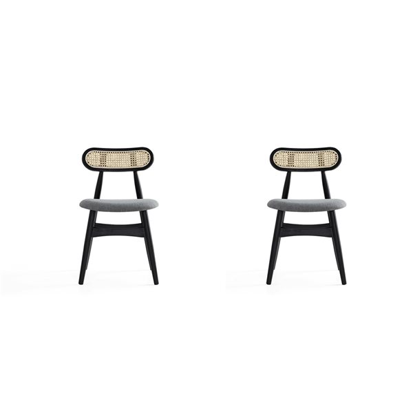 Manhattan Comfort Colbert Contemporary Black/Grey Polyester Blend Upholstered Dining Chair with Wood Frame - Set of 2