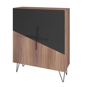 Manhattan Comfort Beekman Brown/Black Composite 4-Shelf Office Cabinet