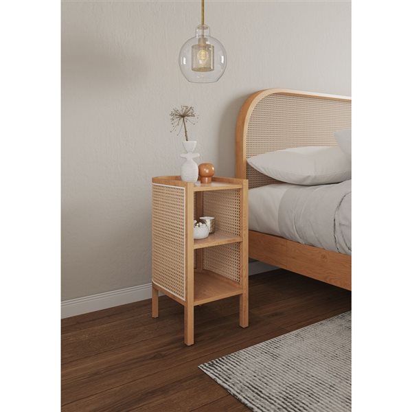 Manhattan Comfort Versailles Natural Wood Half-Round End Table - Set of 2